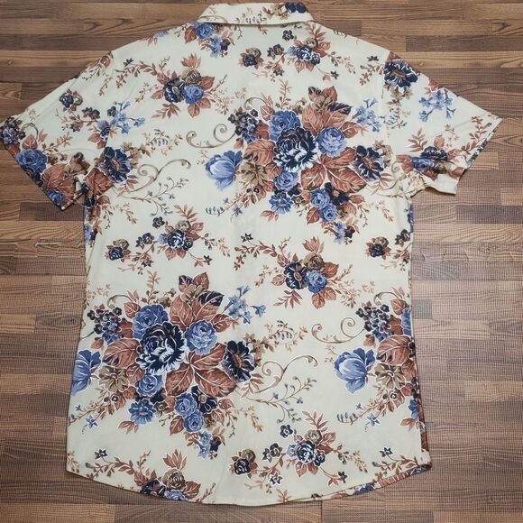 Fashion floral print button-down shirt size large - Picture 10 of 15